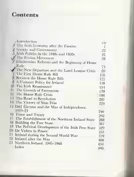 Picture of An Outline of Modern Irish History Contents