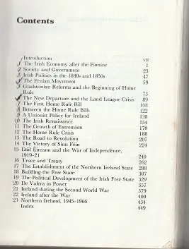 Picture of An Outline of Modern Irish History Contents